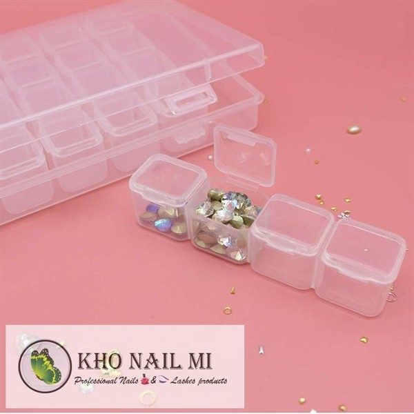 Hộp nhựa 28 ô đựng đá charm phụ kiện nail