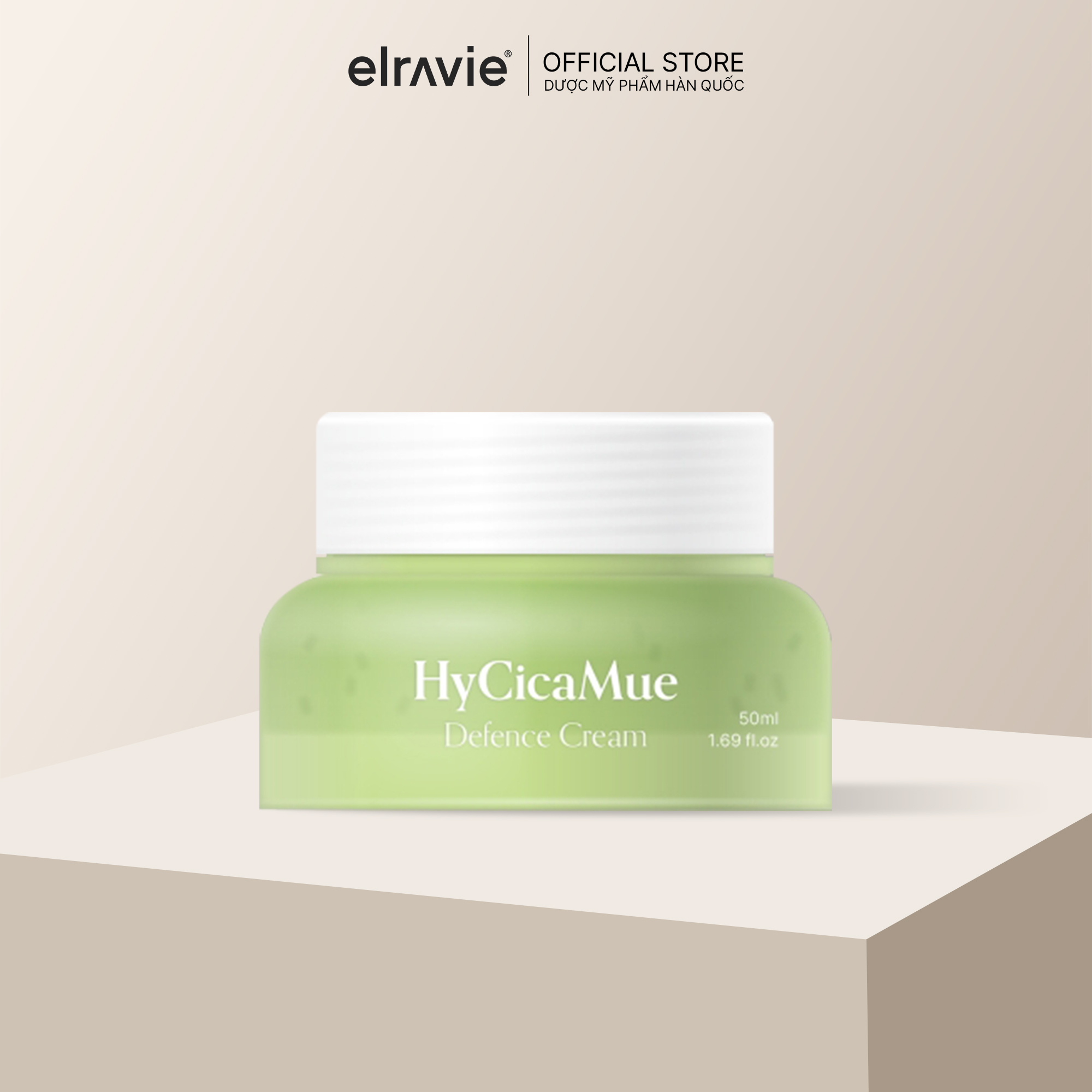 Kem dưỡng ẩm phục hồi giảm dầu mụn và bảo vệ da elravie HyCicaMue Defence Cream 50ml