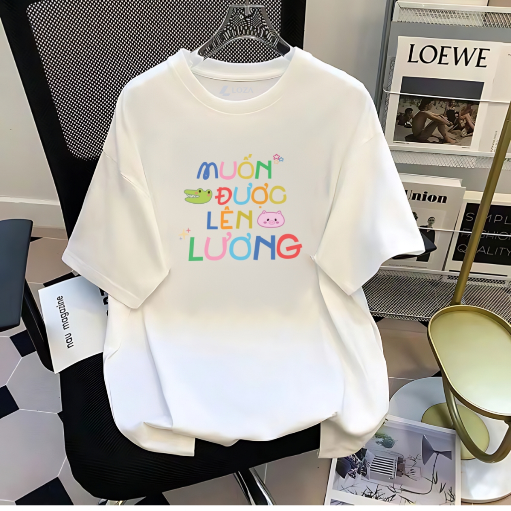 [Form rộng] Áo phông nữ in chữ 