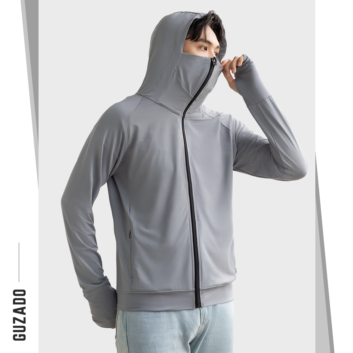 Áo Chống Nắng 2 Lớp Unisex Thông Hơi Khóa Kéo Mũ Trùm Kín Mặt Chống Tia UV GCN02_thumbnail_22