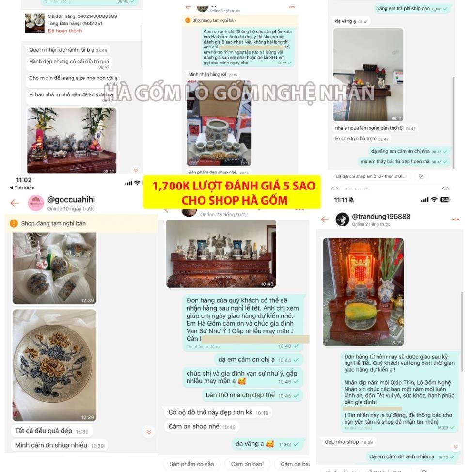 HG265 Đồ Thờ Cúng Bộ 23 món ban thờ 1M6 - 1M8 men trắng nghệ nhân Bát Tràng chế tác TẶNG Thất Bảo, Tro Nếp_thumbnail_3