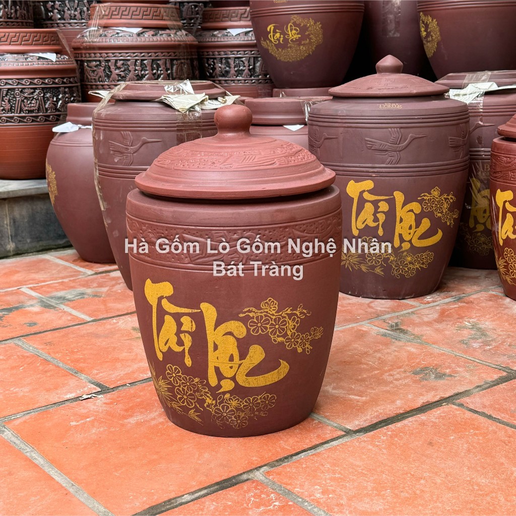 Hũ Gạo Loại 1 - Chum Gạo - Bình Đựng Gạo Sành Gốm Bát Tràng KHÔNG MEN 10kg 15kg 20kg Tài Lộc Hãng Kỹ_thumbnail_3