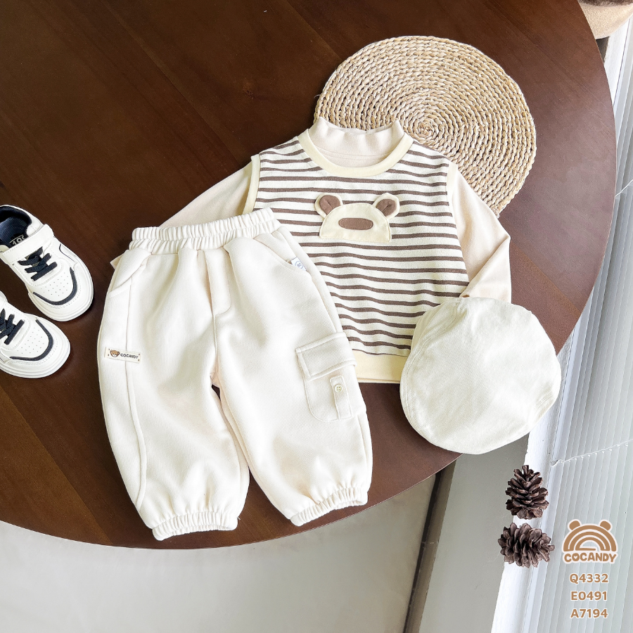 Quần dài BE phối 1 túi ốp sườn logo COCANDY