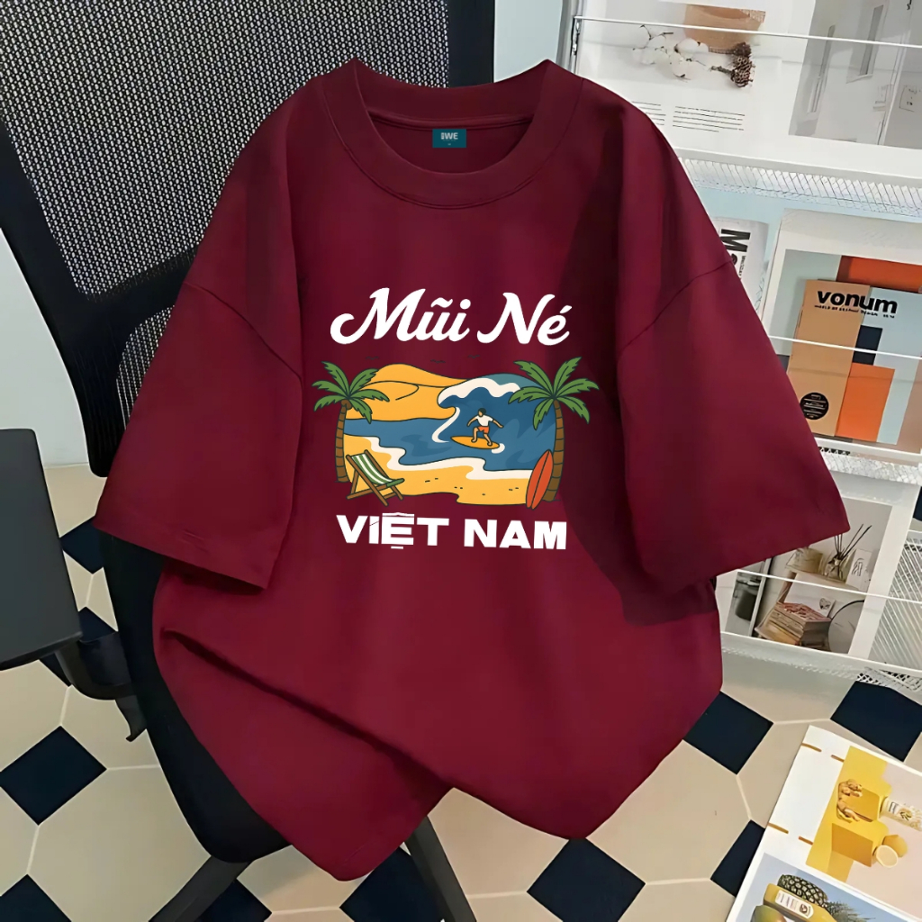 Áo thun du lịch Việt Nam, Huế, Đà Nẵng...dáng oversize rộng màu đỏ local brand We Tee - T036_thumbnail_16