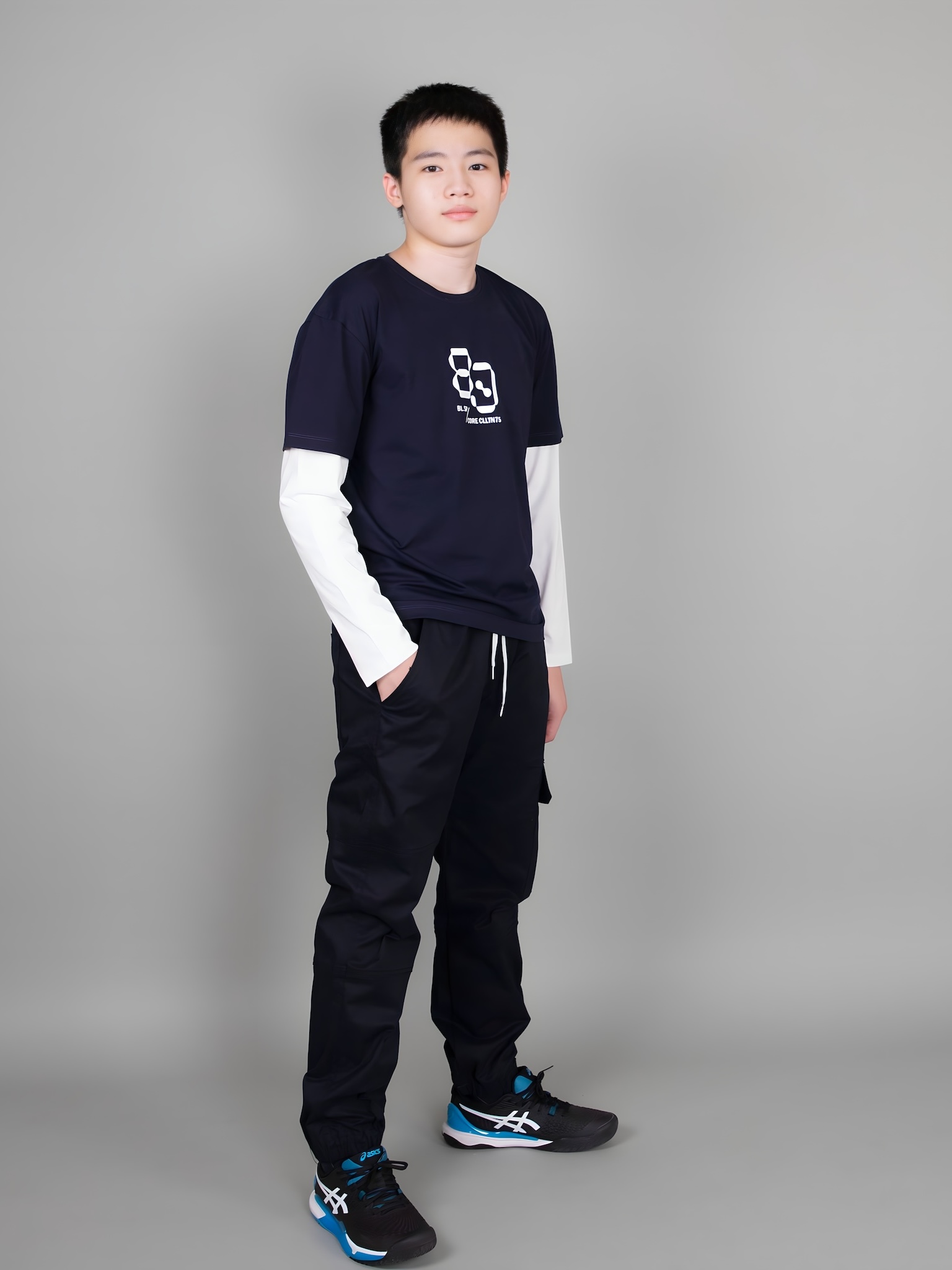 Áo phông dài tay xanh đen phối tay trắng_thumbnail_3