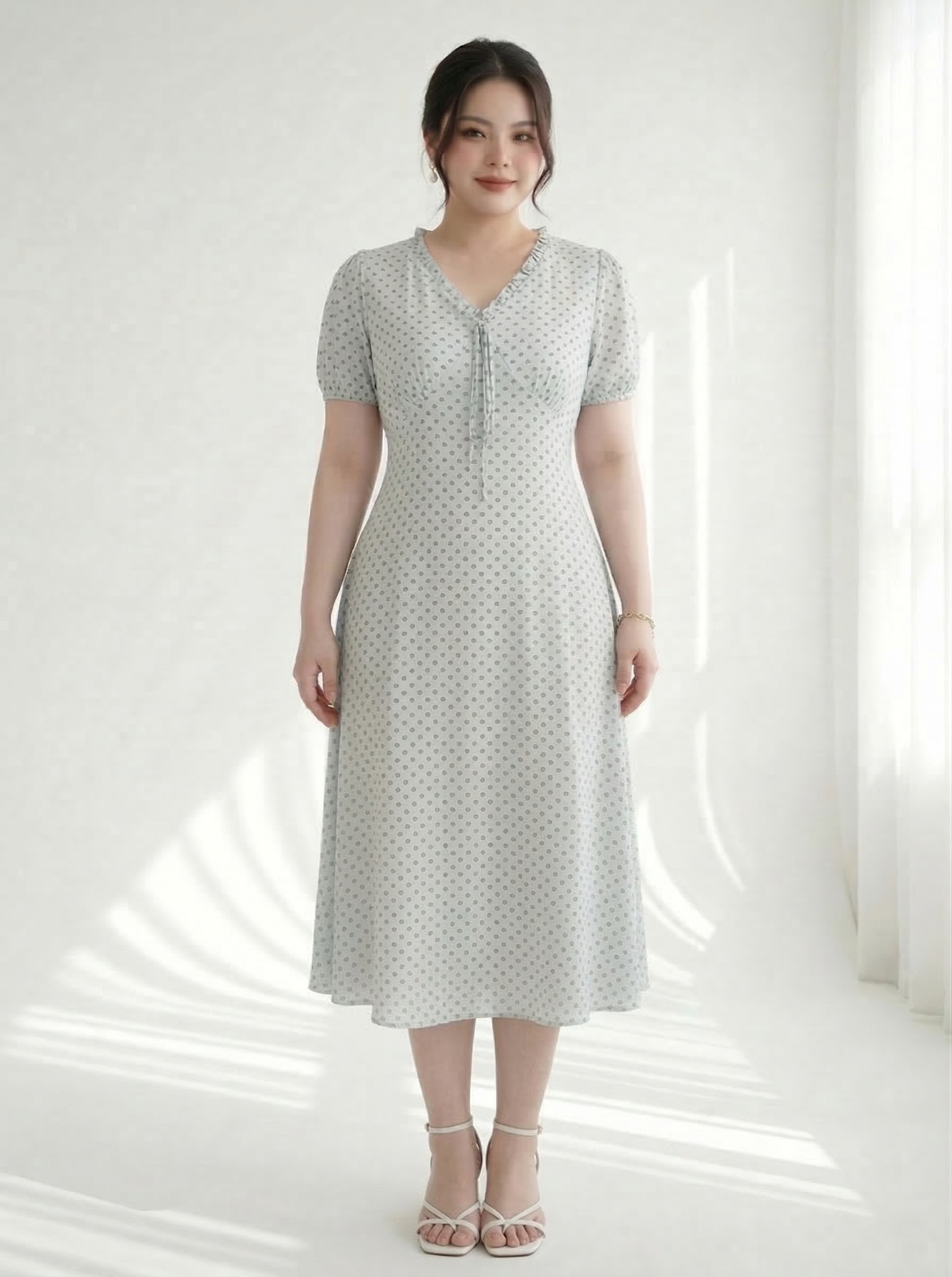 BIGSIZE NỮ- Đầm dáng dài hoa nhí V-DA205