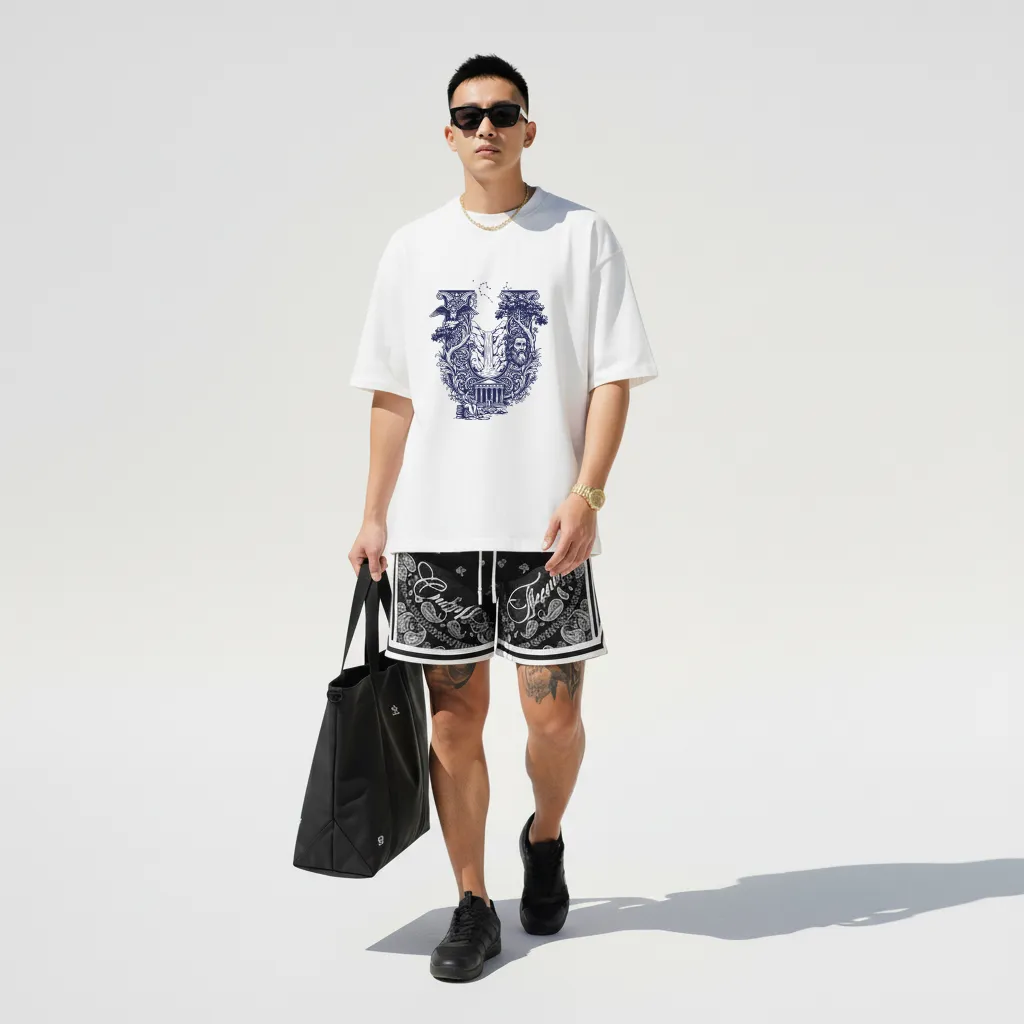 Áo phông form rộng nam tính Miucho Iconic vải cotton thoáng mát dày dặn chữ U in artwork 2766_thumbnail_6