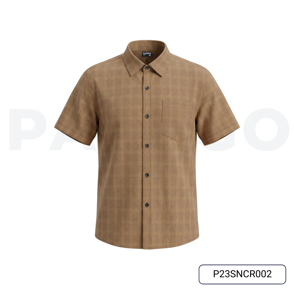 Áo sơ mi nam trung niên PAPAGO tay ngắn lai ngang sọc caro vải xô đũi - P23SNCR002_thumbnail_21