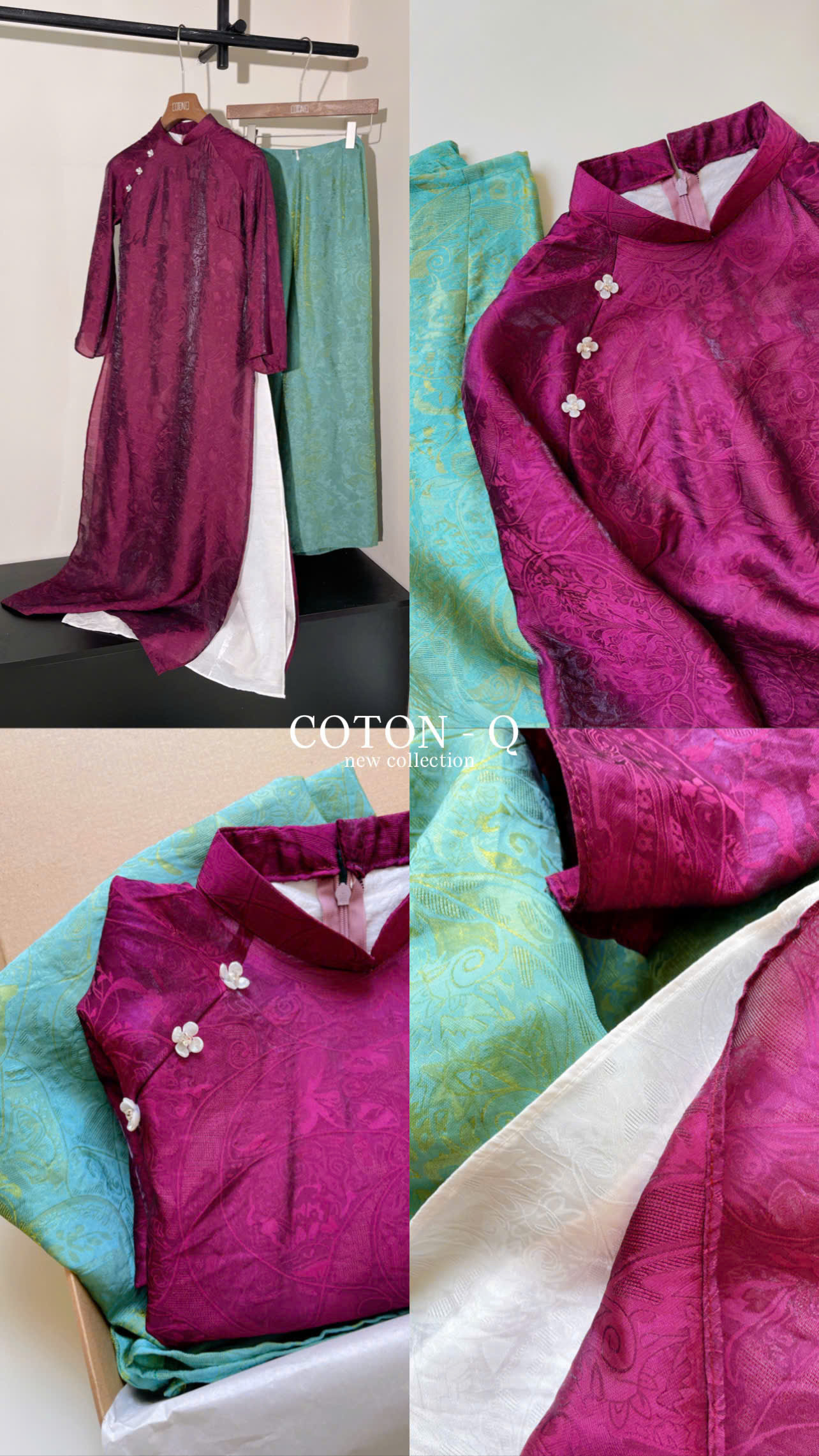 HJ176 Set áo dài 4 tà ( TÍM )