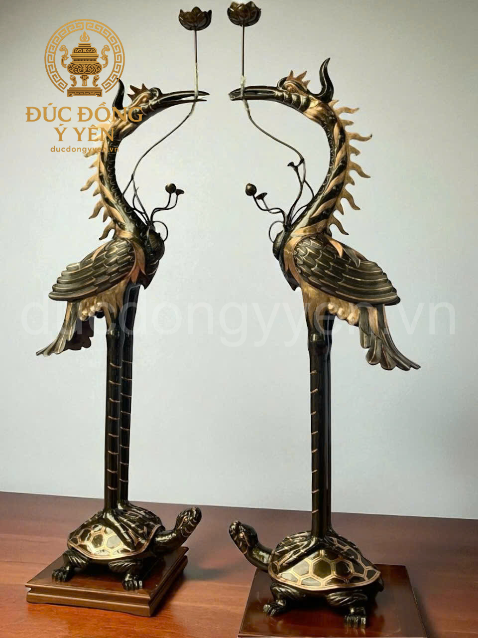 Hạc thờ đúc đồng đỏ phớt cạo màu cao 1m72 cm 