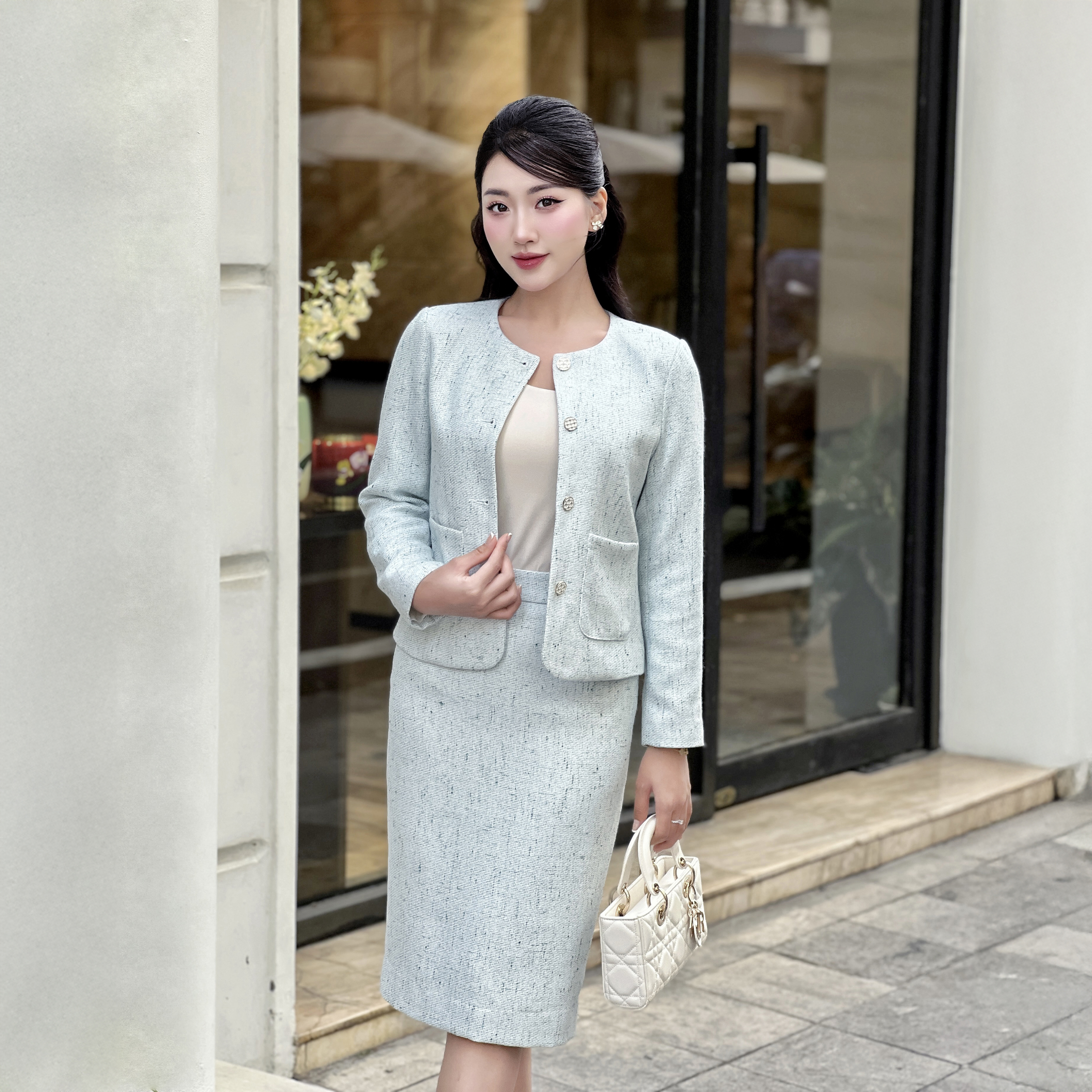 Set Dạ Nữ Narsis M24035 Chất Liệu Tweed Mềm Mịn, Thiết Kế Sang Trọng, Phù Hợp Mặc Tết_thumbnail_4
