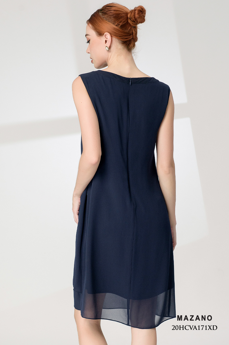 Đầm suông A xanh than tà bong lớp đính đá cổ_thumbnail_4