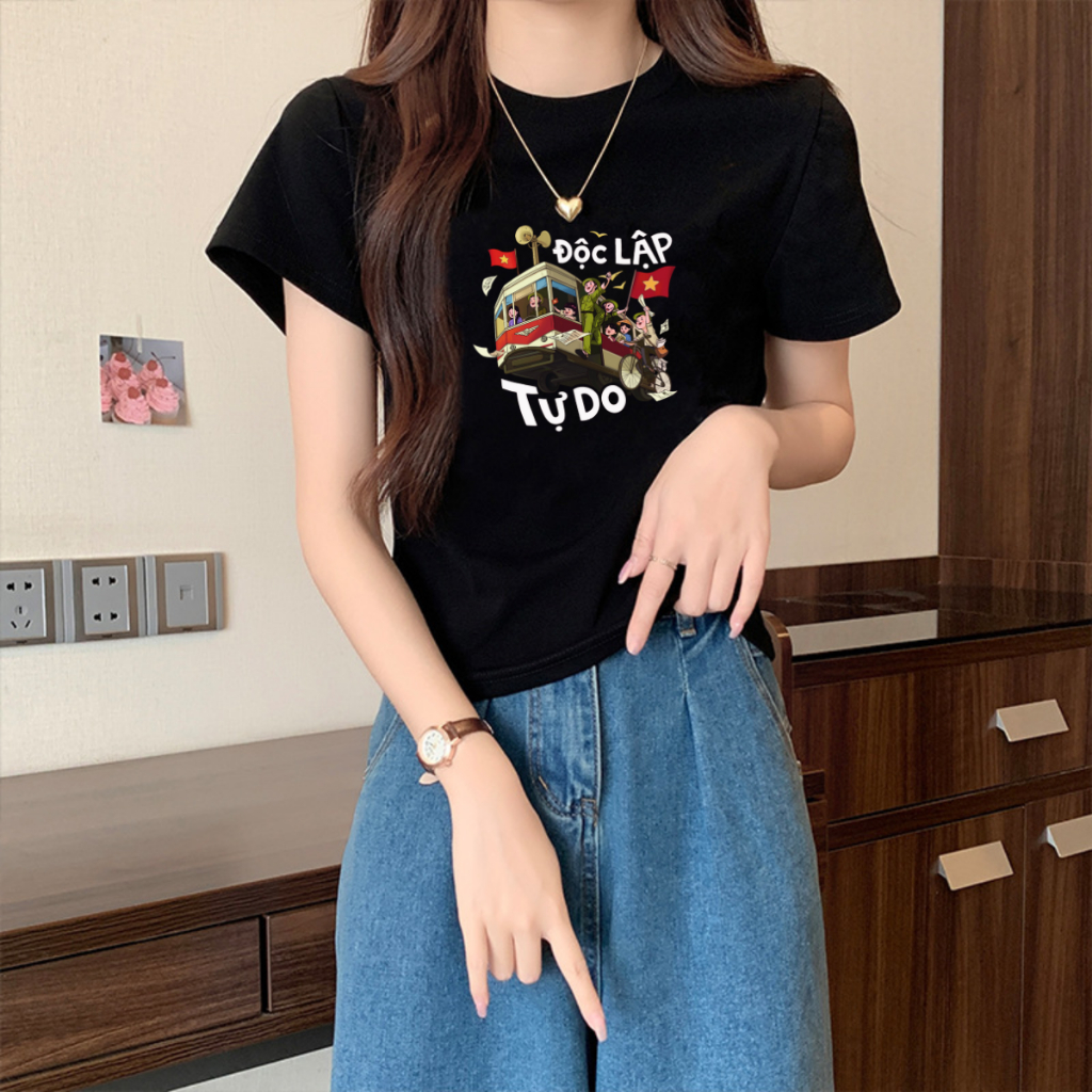 Áo baby tee nữ  BST Tôi Yêu Việt Nam   - Áo thun nữ 