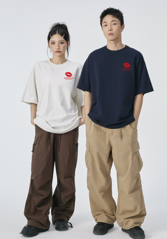 Áo thun cặp đôi couple trái tim from rộng ATD1381 Miucho vải cotton thoáng mát cổ tròn in mix_thumbnail_3