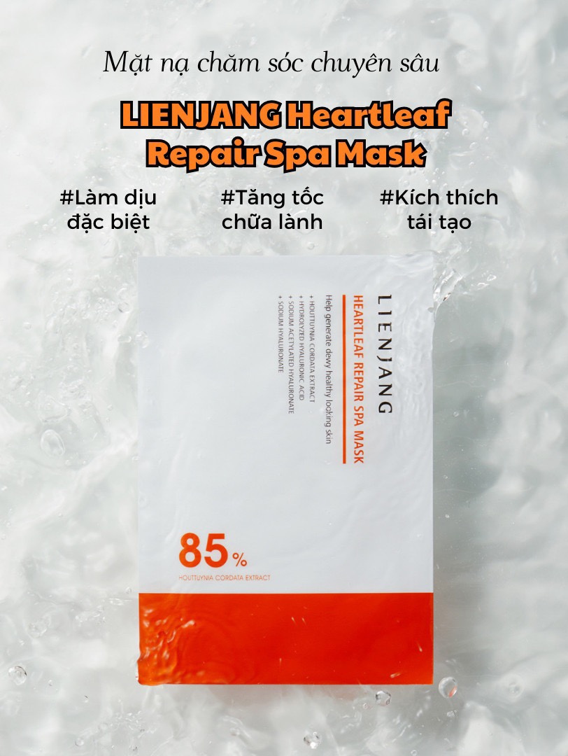 LIENJANG HEARTLEAF REPAIR SPA MASK - Mặt Nạ Làm Dịu Phục Hồi Da - 85% Rau Diếp Cá - Hộp 5 Miếng - [LJ009]_thumbnail_3