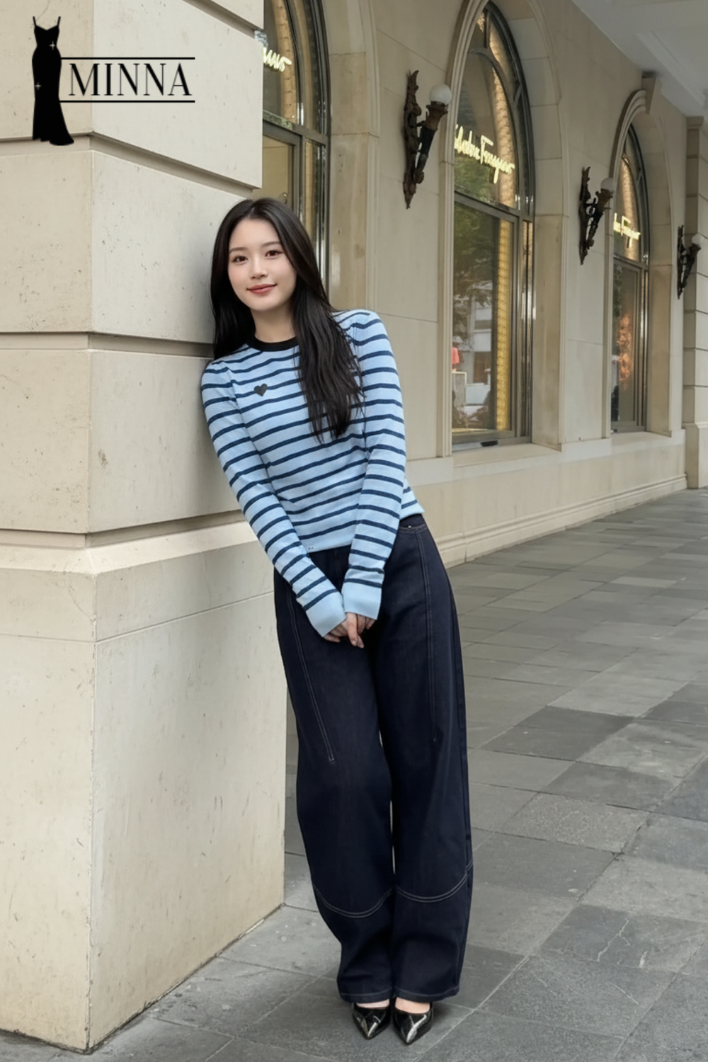Áo len tay dài sọc ngang Blue Stripe Heart Top - MA060_thumbnail_2