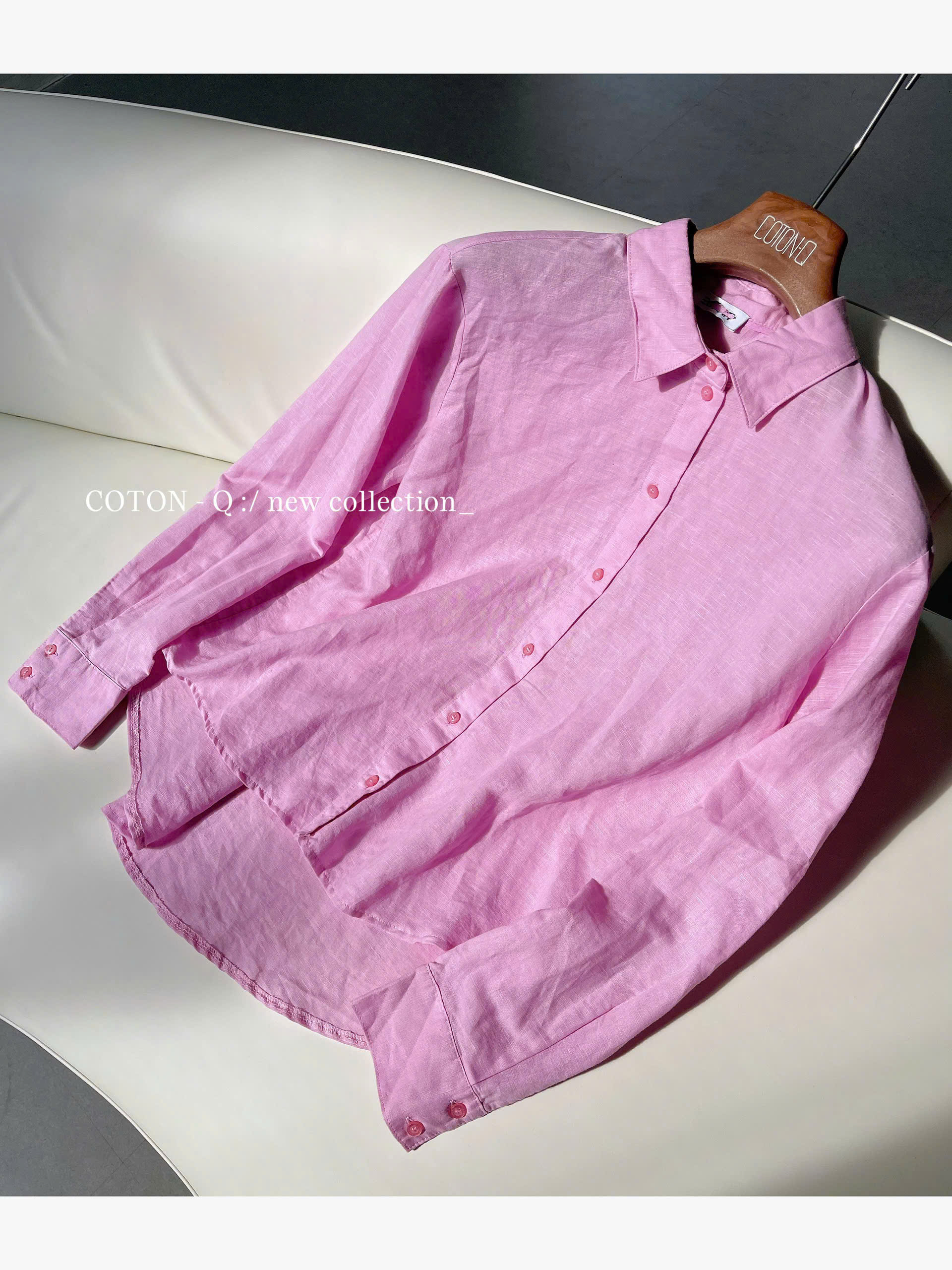 Áo somi tay dài trộn form ( HỒNG )_thumbnail_2