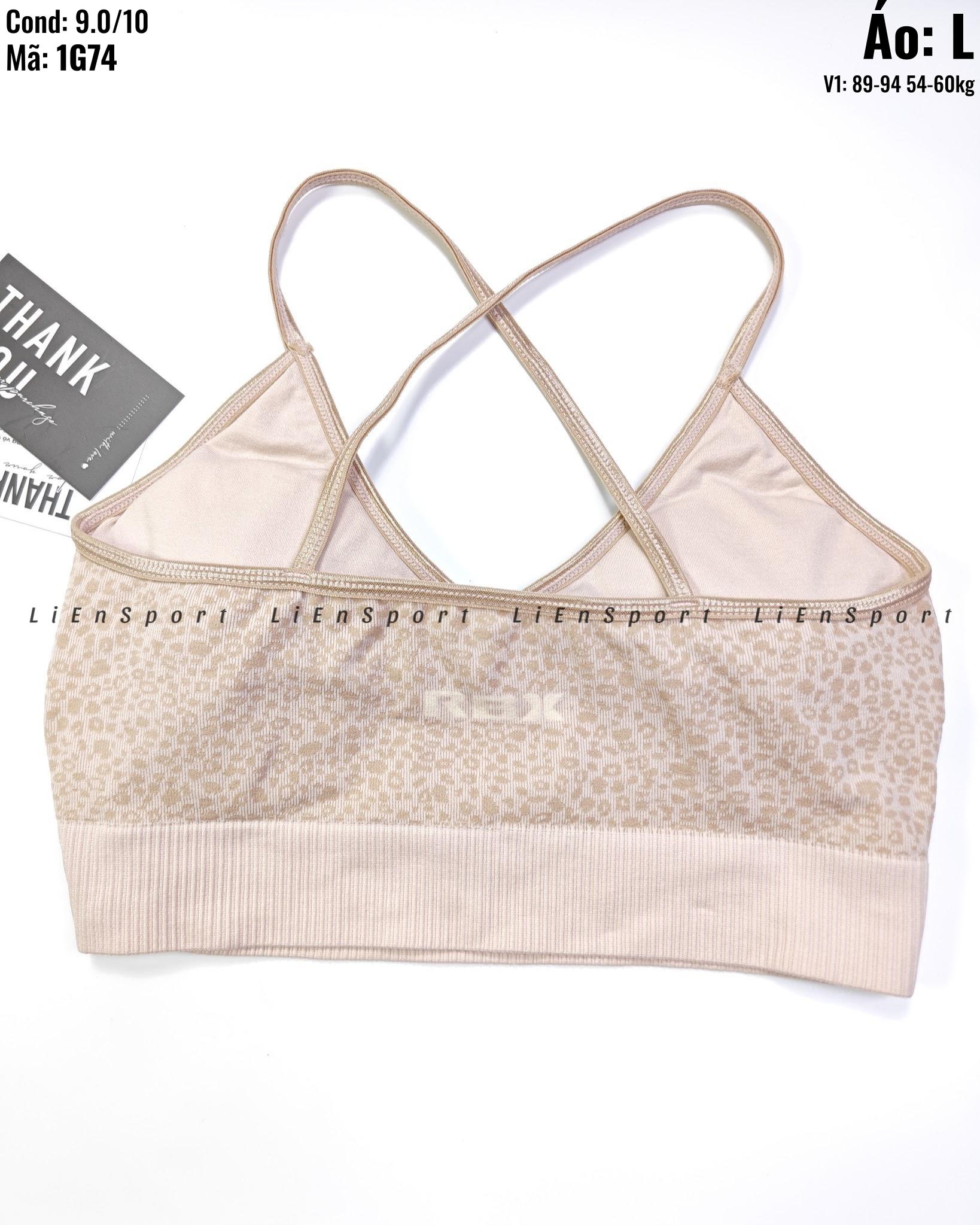 Reebok Áo bra thể thao croptop Nữ Size L Be họa tiết da báo Auth 2nd Lưng chữ X Vải thun lạnh co giãn 4 chiều Thoáng khí thấm hút mồ hôi Phù hợp gym yoga chạy bộ (L ) - Mã:1G74