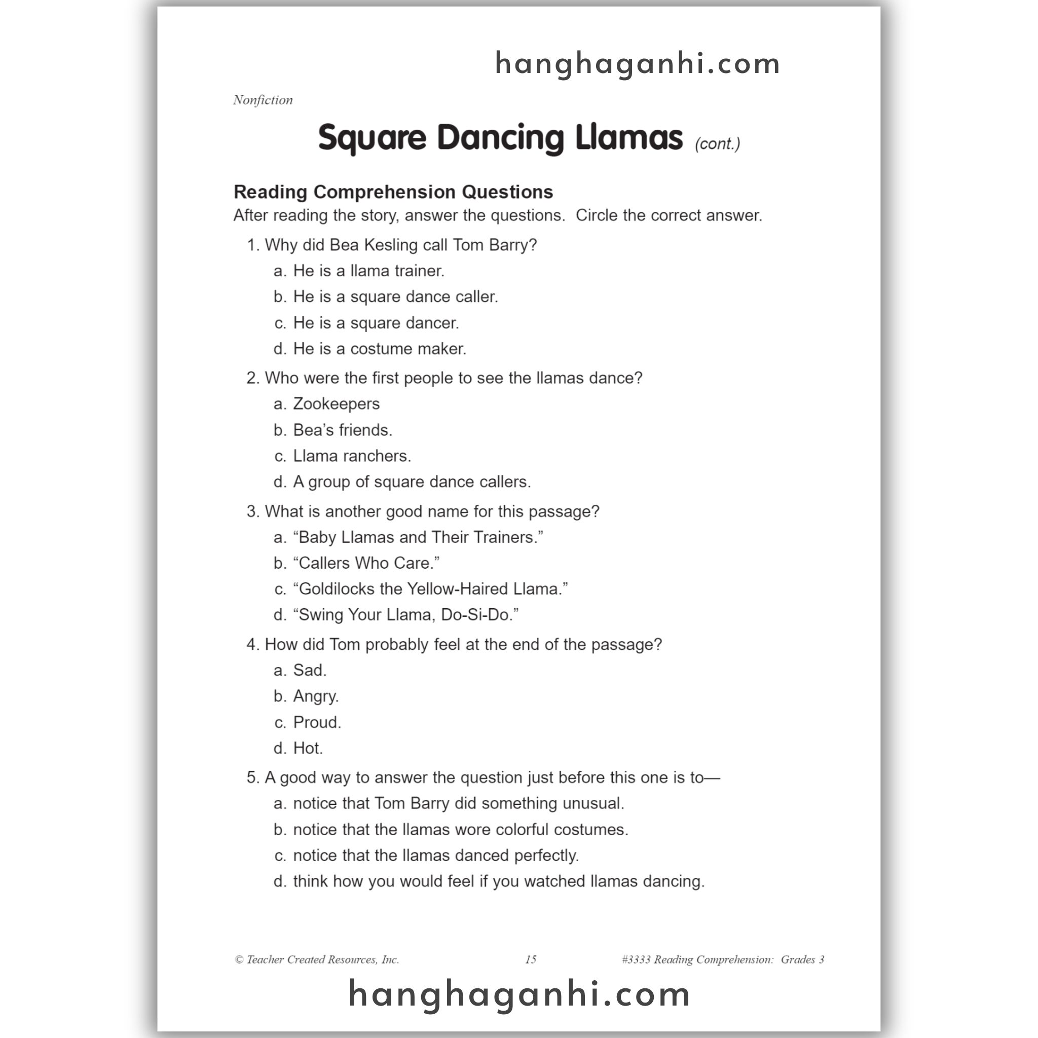 Reading Comprehension Grade 3 Teacher Created Resources, sách đọc hiểu lớp 3_thumbnail_3