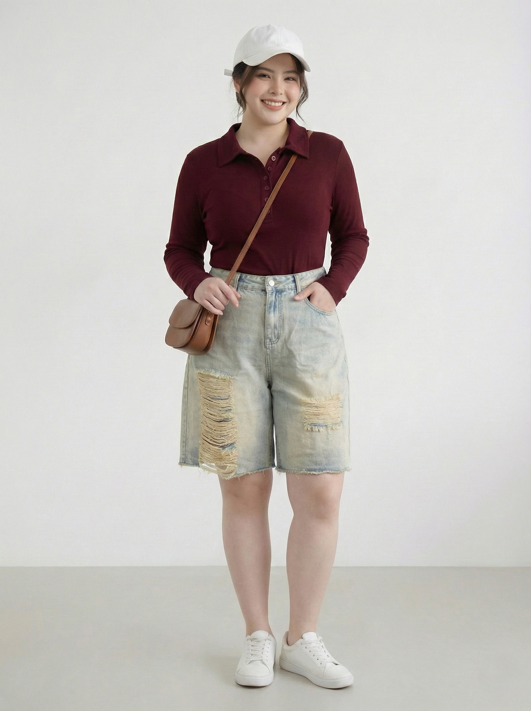 BIGSIZE NỮ- Quần short lửng rách T-QSJ4015