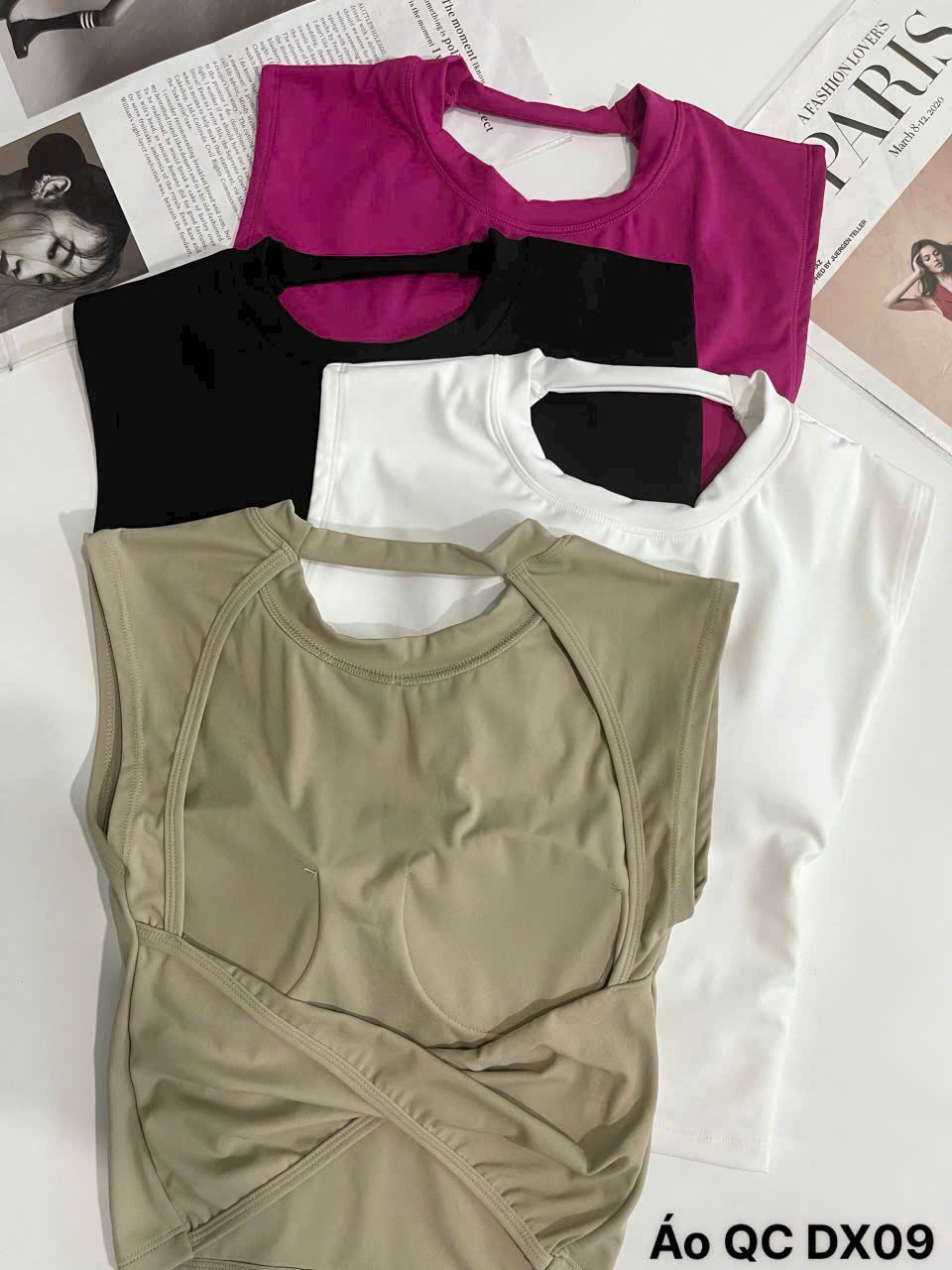 Áo Croptop Thể Thao Tay Ngắn Lưng Xoắn Nơ_thumbnail_3