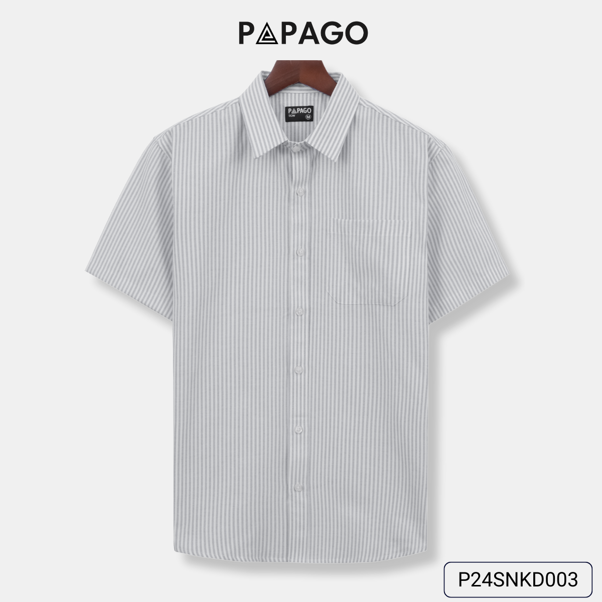 Áo sơ mi nam trung niên PAPAGO tay ngắn lai bầu kẻ sọc chất vải oxford - P24SNKD003_thumbnail_8