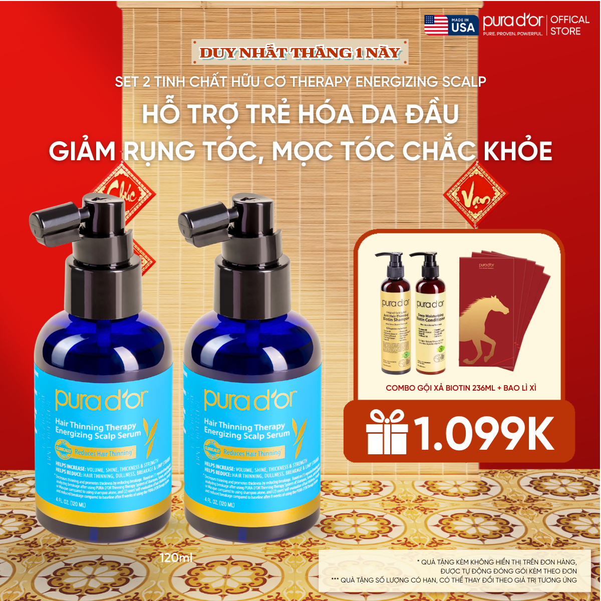 Set 2 Tinh chất hữu cơ Therapy Energizing Scalp Giúp trẻ hóa da đầu - Giảm rụng tóc, mọc tóc chắc khỏe 120ml