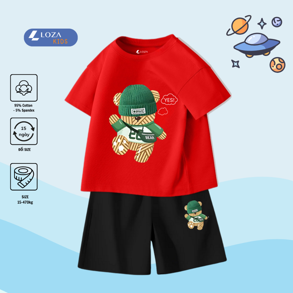 Bộ đồ bé trai in hình 