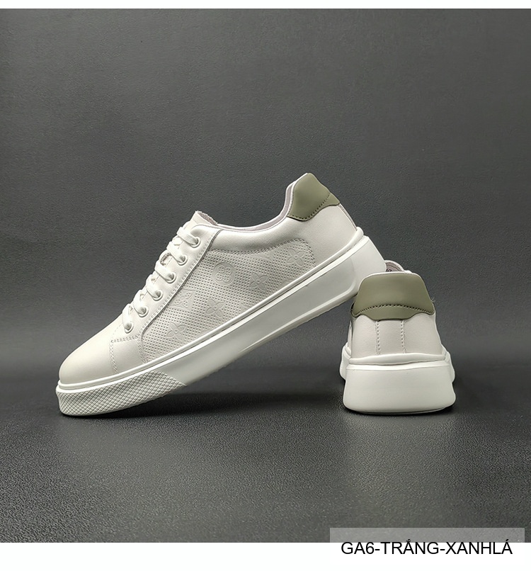 GA6 - Giày Sneaker Nam Da Bò Phong Cách Hàn, Đế Bằng Thoáng Khí, Màu Trắng Xanh Lá Đen_thumbnail_10