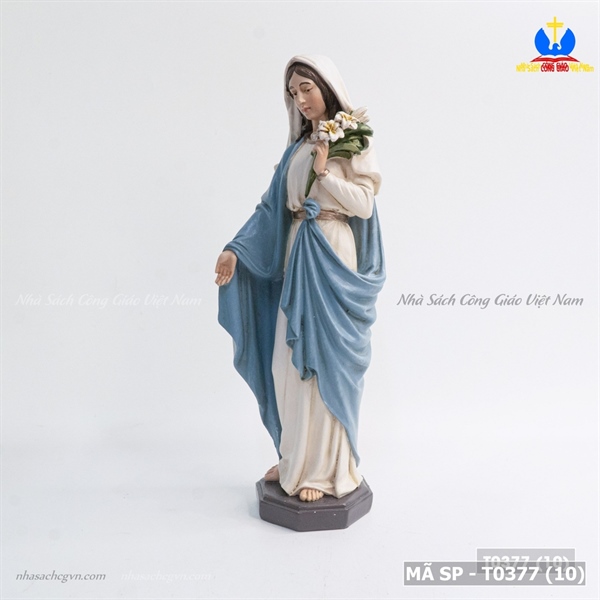 Tượng Đức Mẹ hoa huệ áo trắng 25cm_thumbnail_2