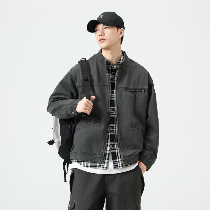 Áo Khoác Denim Đường Phố Cao Cấp Mỹ – Nam 2024  Phong cách Retro – Form Rộng – Thời Trang Xuân Thu – Đi chơi, đi làm, đi xe máy đều đẹp