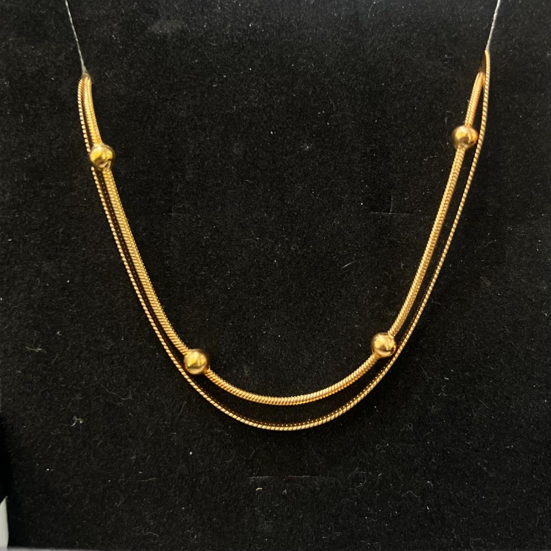 lắc chân màu vàng hai sợi dẹp năm charm bi titan._thumbnail_2