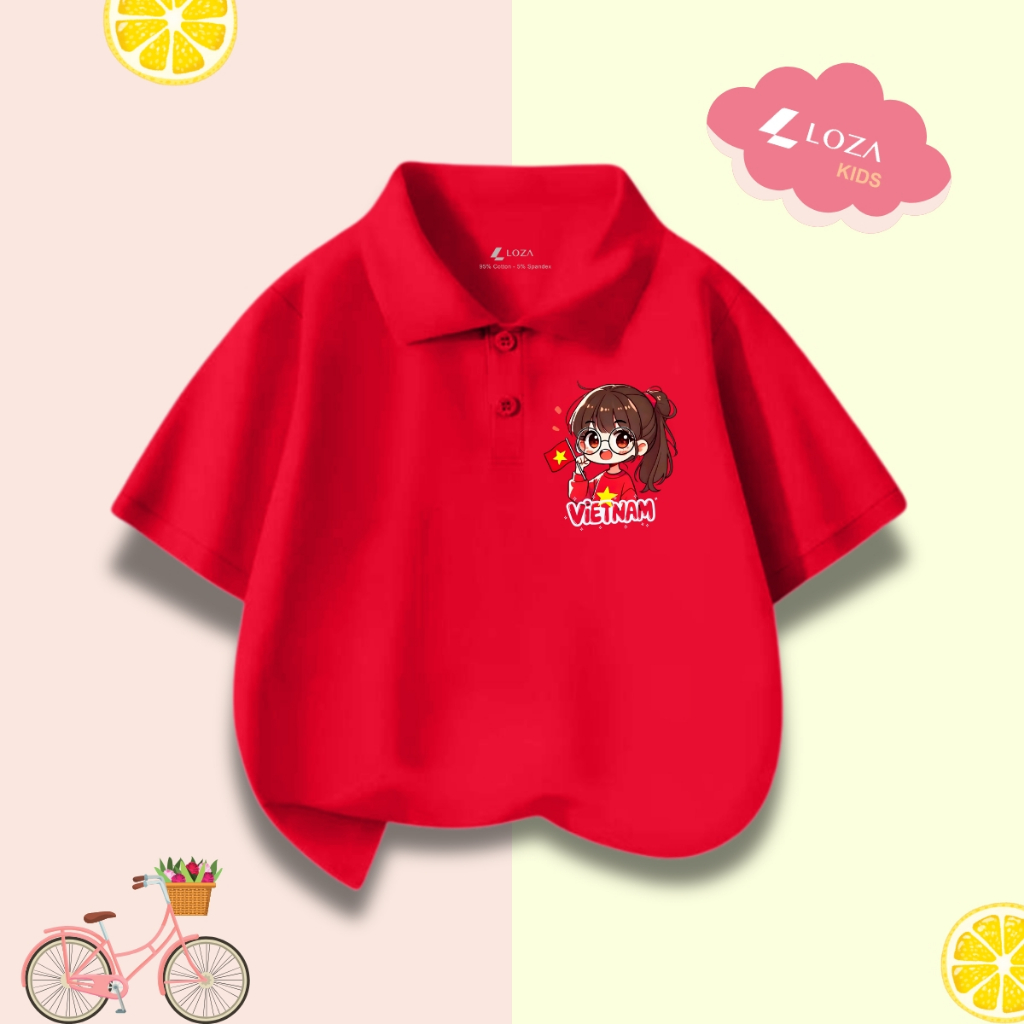 Áo polo trẻ em in hình 