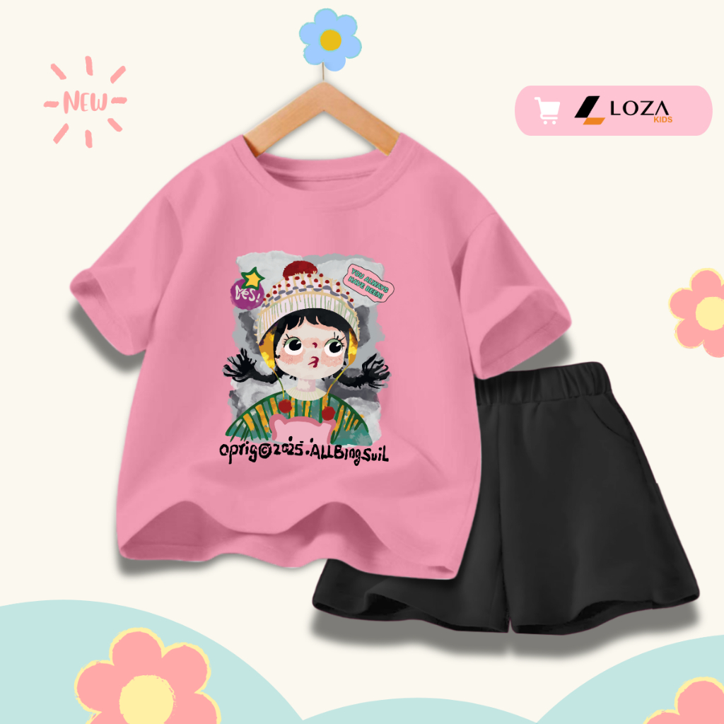 Đồ bộ bé gái in hình bé gái hot trend -  Loza Kids SB356_thumbnail_3