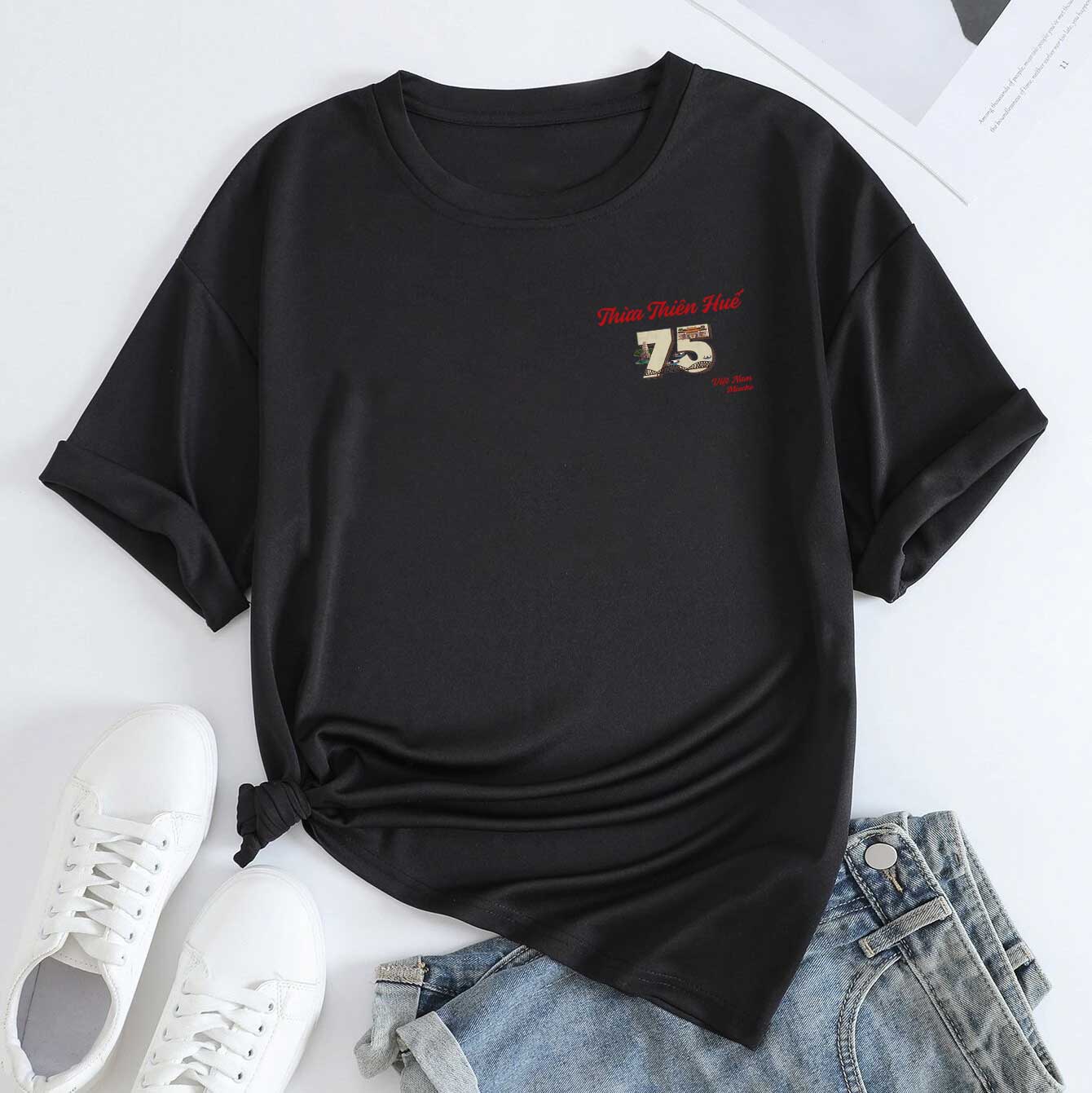 Áo thun nữ du lịch Huế form vừa regular thoáng mát ARD1306 Miucho Chic in mix_thumbnail_7