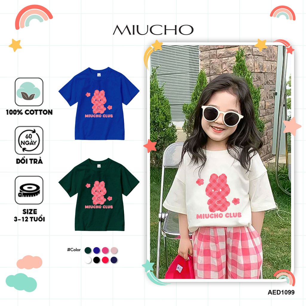 Áo thun cho bé gái hoạt hình form rộng AED1099 Miucho Kid tay ngắn cổ tròn in mix_thumbnail_1