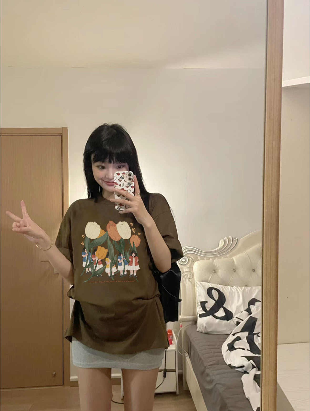 Áo thun nữ hoa tulip form rộng ATD201 Miucho chất vải cotton in Artwork_thumbnail_23