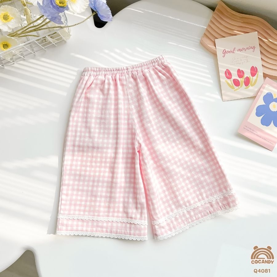 Quần dài HỒNG suông caro gấu ren_thumbnail_1