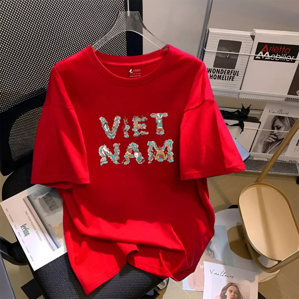 Áo Việt Nam nhiều mẫu - Áo thun Nam Nữ form rộng cờ đỏ sao vàng Việt nam LOZA G0305_thumbnail_4