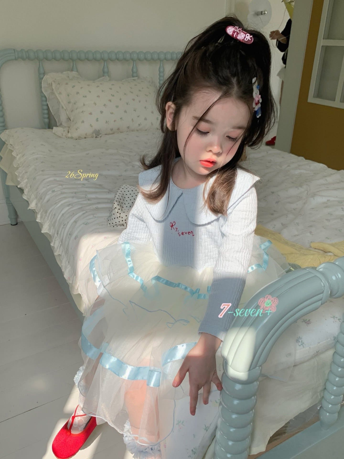 (H9) Váy voan cổ sen màu xanh liền chân váy trắng 7-Seven_thumbnail_1