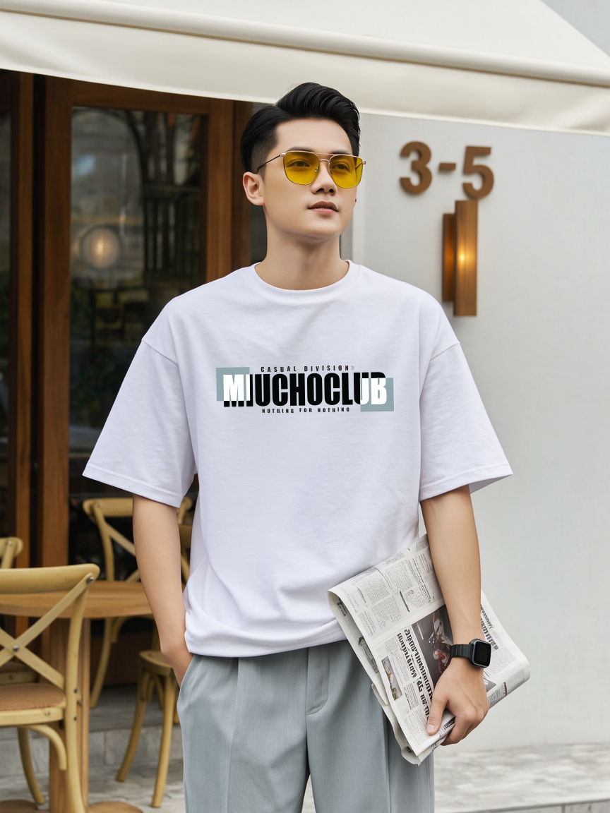 Áo phông nam đẹp form rộng 2089 Miucho Iconic cổ tròn vải cotton 4c thoáng mát in typography_thumbnail_4