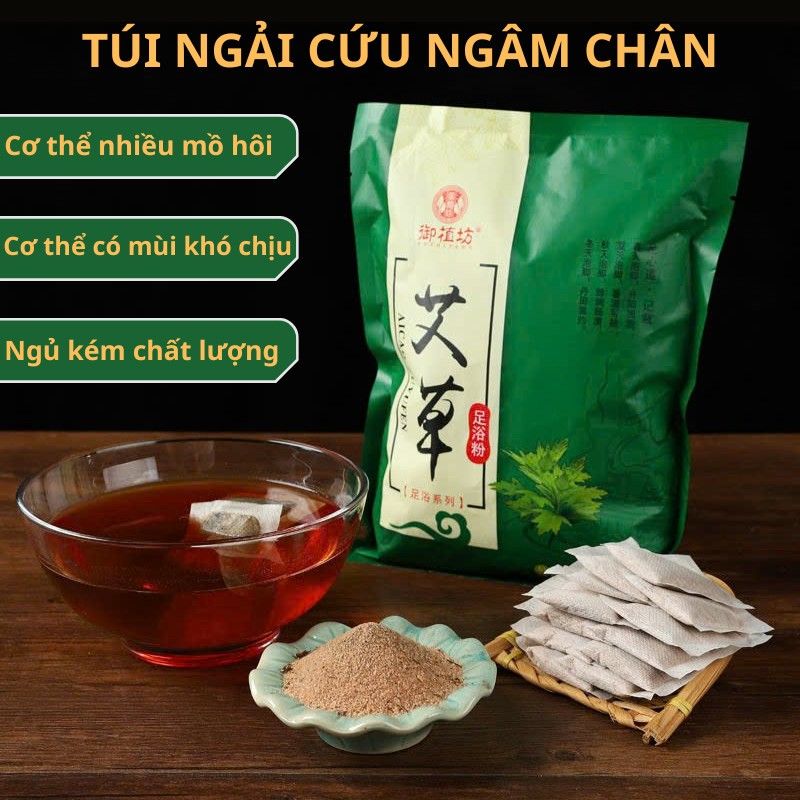 Bột Ngải Cứu Ngâm Chân Thảo Dược Giúp Giảm Căng Thẳng Túi Lọc Đông Y, Thải Độc, Giảm Nhức, Tê Chân, Hôi Chân SET 30 TÚI_thumbnail_1
