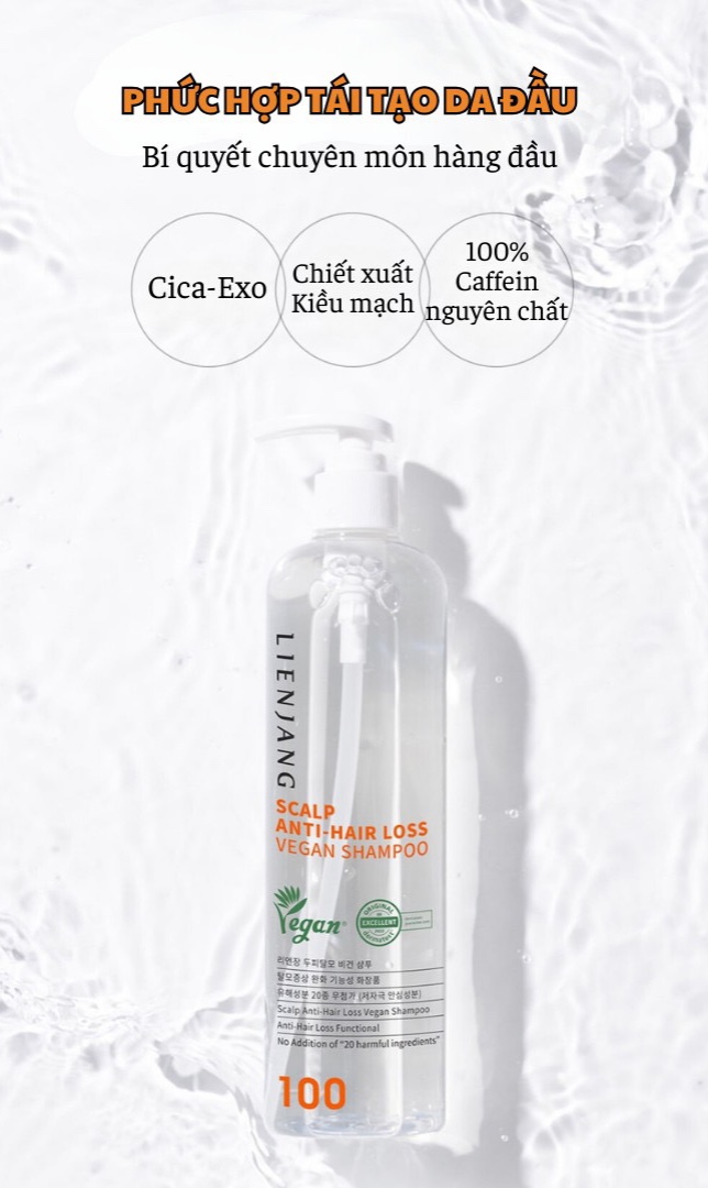 LIENJANG SCALP ANTI-HAIR LOSS VEGAN SHAMPOO - Dầu Gội Giảm Rụng Tóc Nuôi Dưỡng Tóc Mềm Mượt - Cica-Exo, Caffeine - 400ml - [LJ008]_thumbnail_1