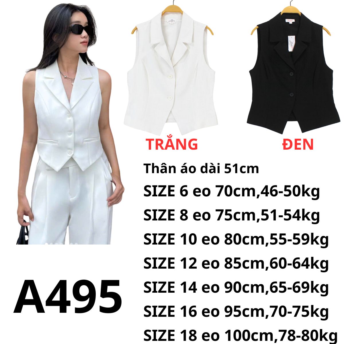 A495- Áo gile linen