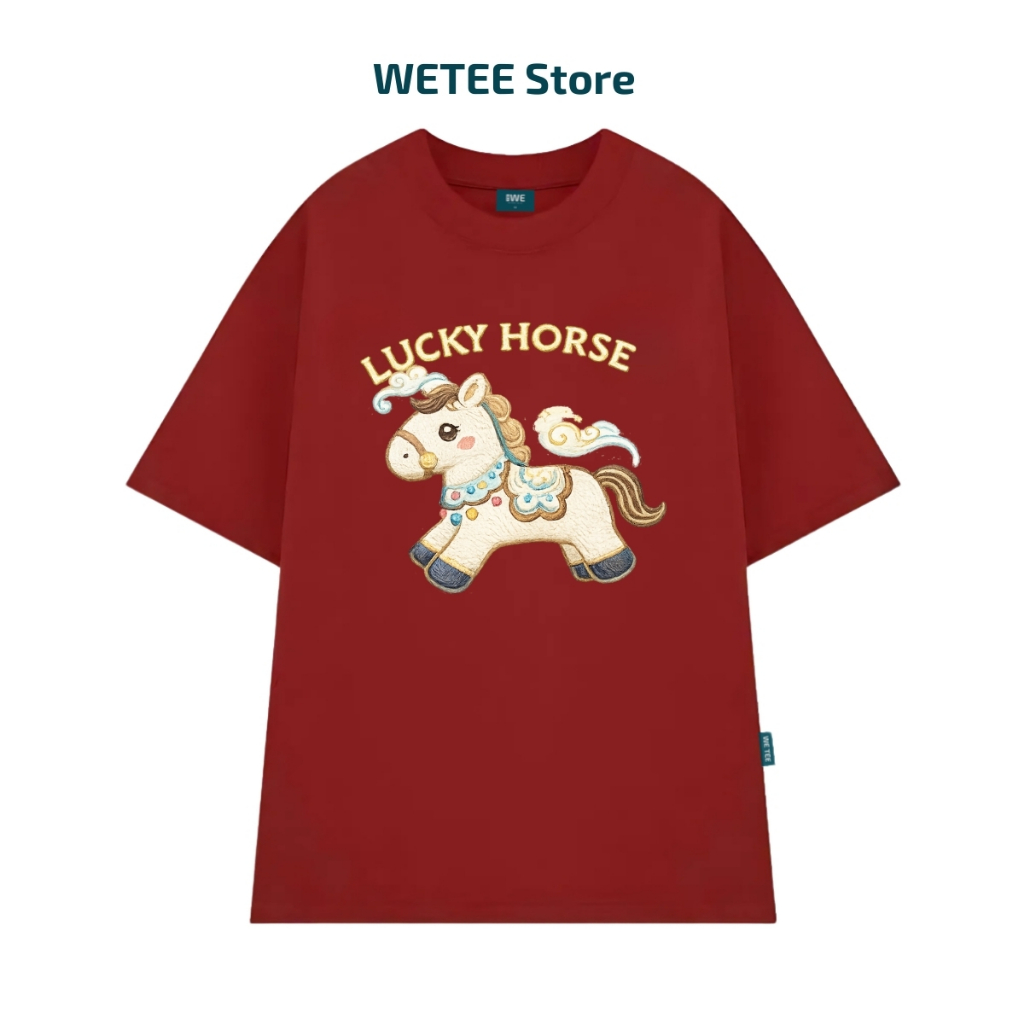 Áo thun Tết 2026 hình ngựa trắng Lucky Horse dáng oversized rộng nam nữ local brand WETEE - WU1123_thumbnail_1