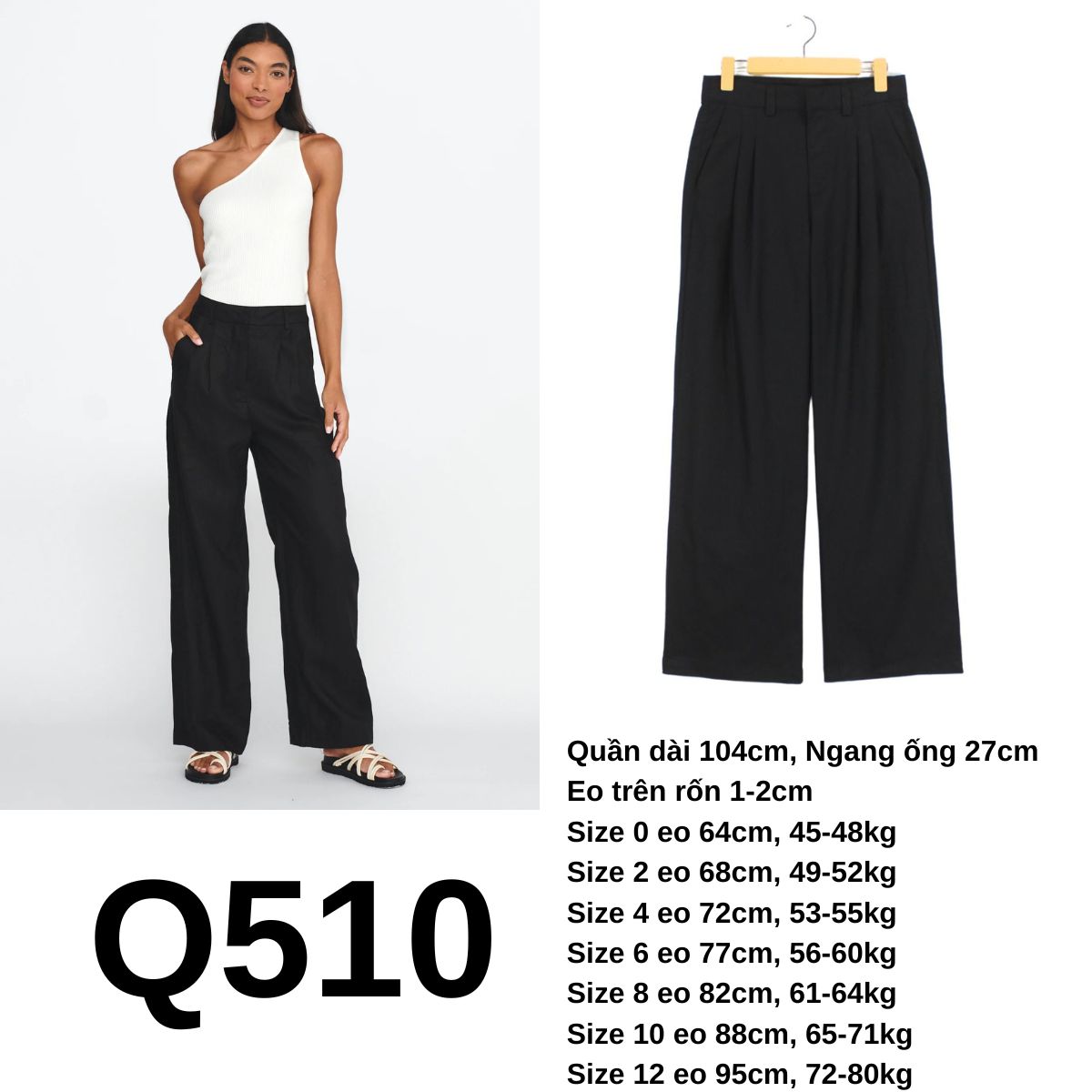 Q510 Quần linen đen