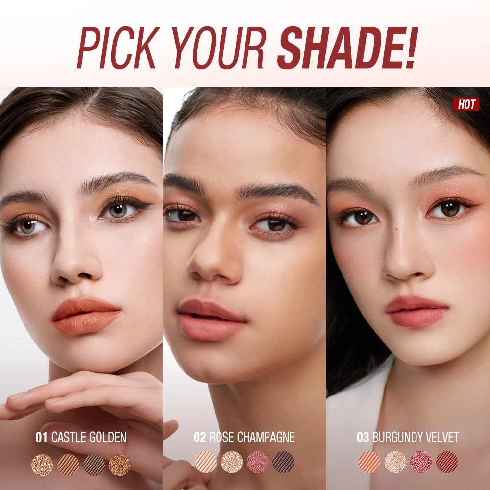 O.TWO.O Eyeshadow Palette Luxurious Dazzling 4 Colors Highly Pigmented Shimmer Matte Long-lasting Eye Makeup_thumbnail_3