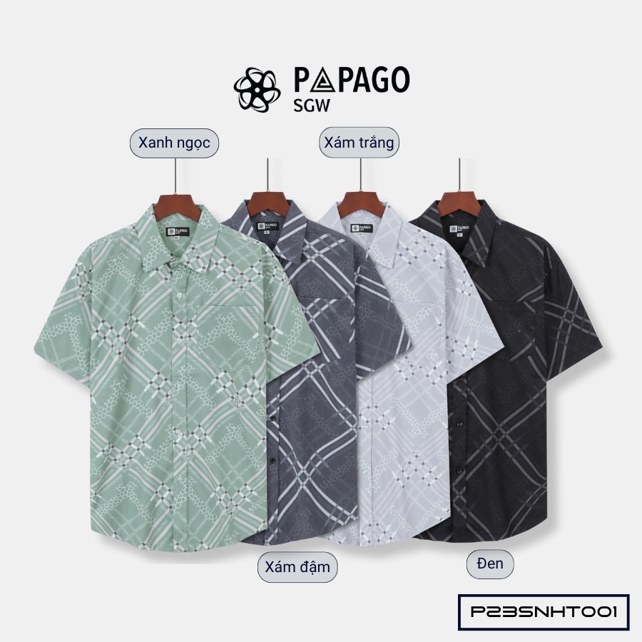 Áo sơ mi nam trung niên PAPAGO tay ngắn lai bầu vải lụa - P23SNHT001_thumbnail_3