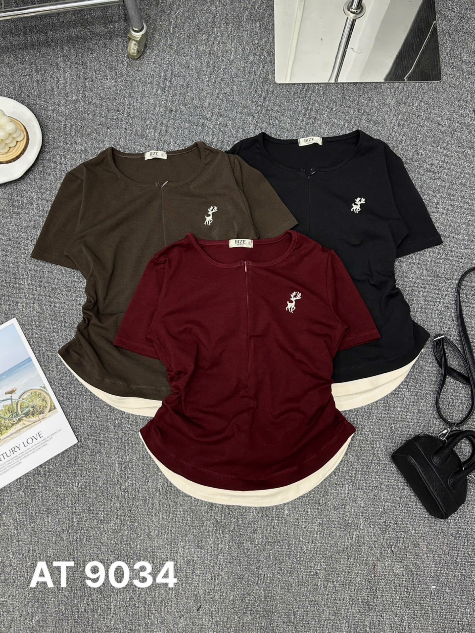 Áo thun thêu hươu phối dây kéo trước bigsize AT9034 dành cho nàng béo mập từ 55-90kg_thumbnail_9