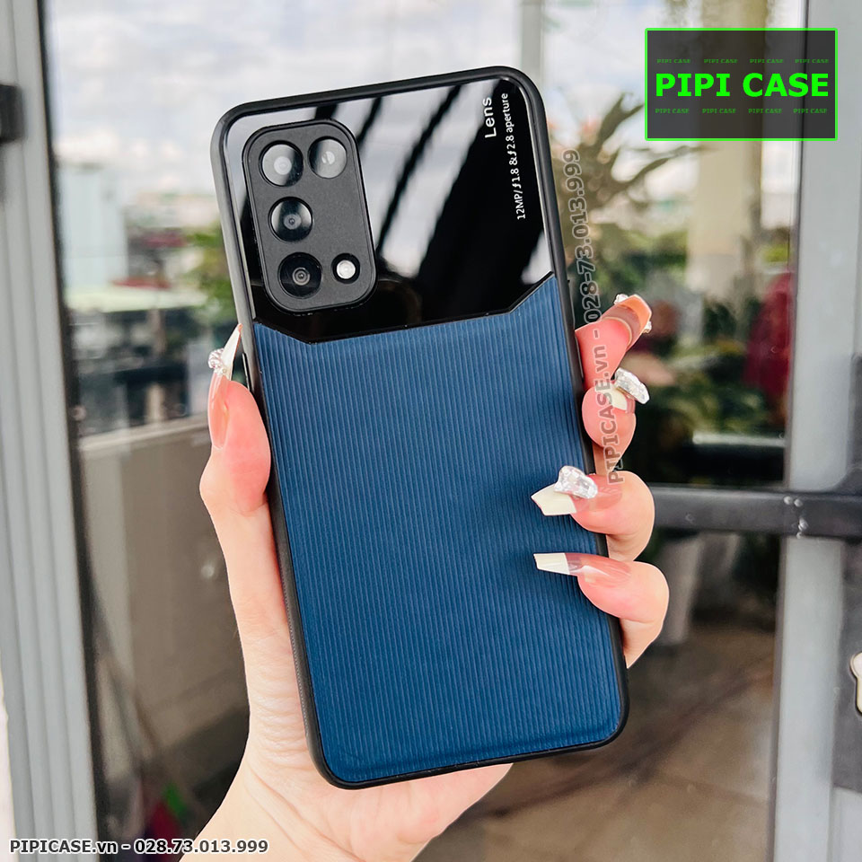Ốp Lưng Oppo Reno 5 - Lens Sọc - Xanh Dương